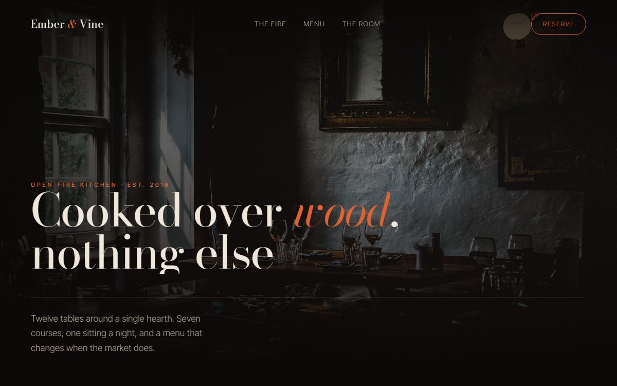 The Ember & Vine demo site.